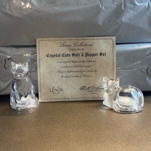 Lenox Crystal Feline Cat Salt & Pepper Shakers